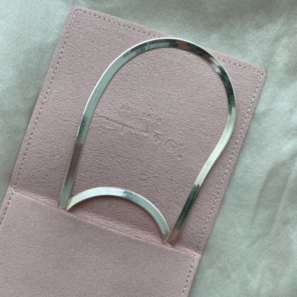 NWT Wendy Herringbone Necklace 3.mm // Italian Sterling Silver - Picture 2 of 6